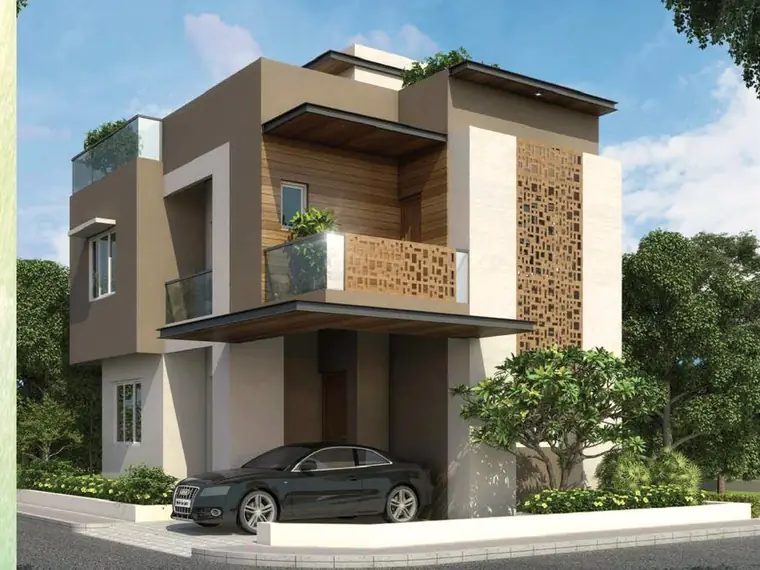 Type 4 villa concept — 1,891 sq ft villa with covered car porch and screen facade