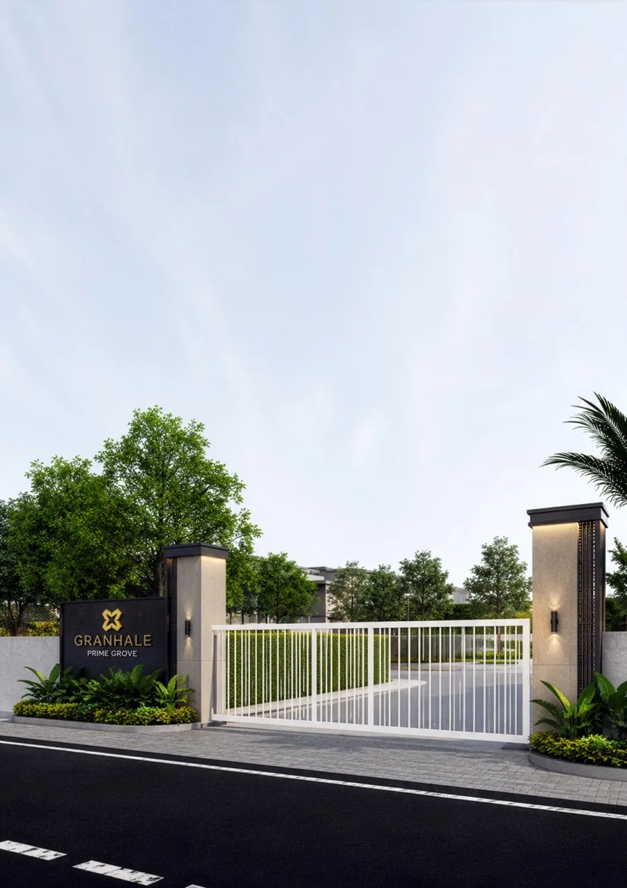 The gated entrance and Granhale Prime Grove name board